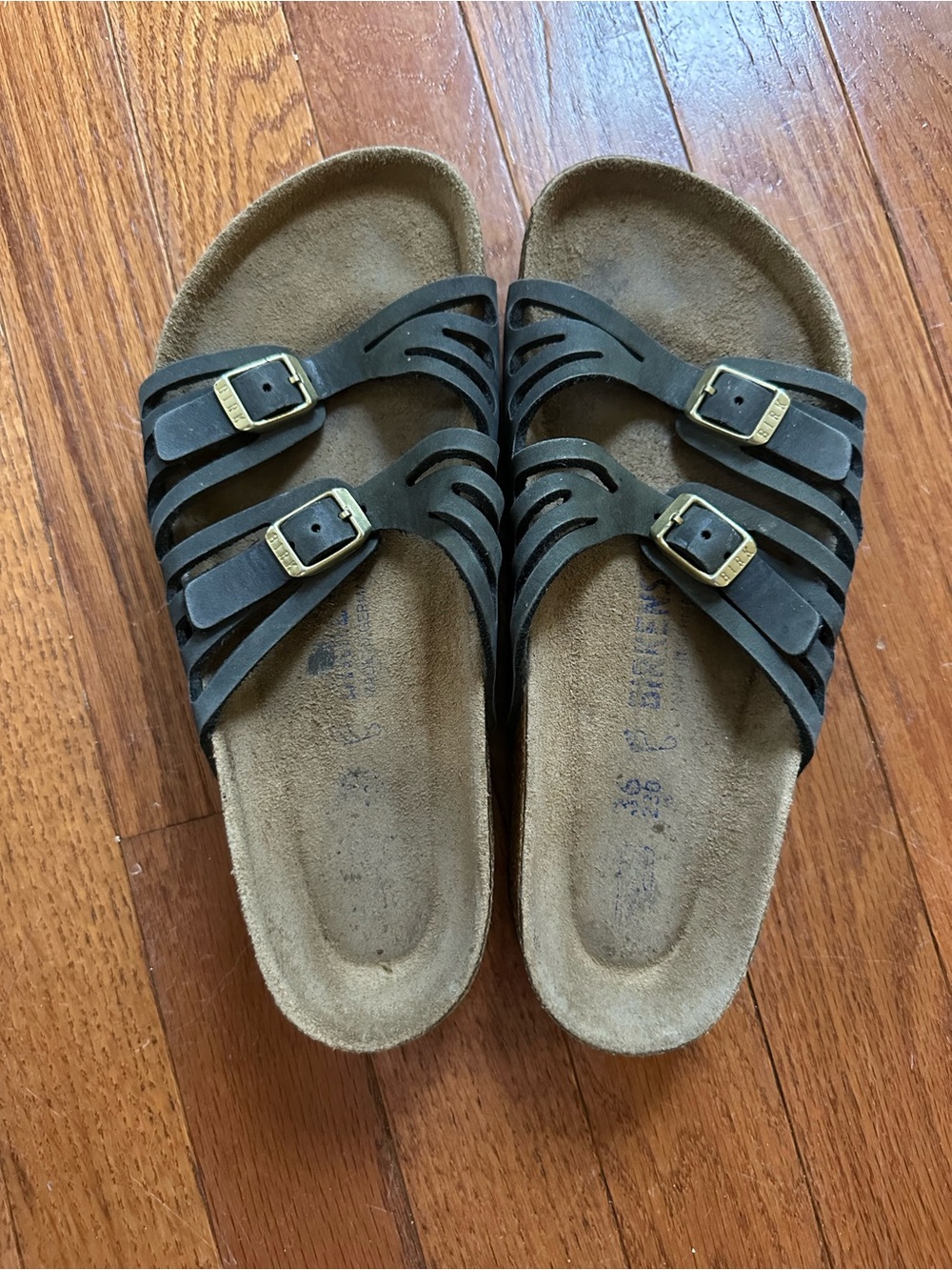 Gray Birkenstock Grenada Sandals size 36 (5/5.5) Soft Footbed